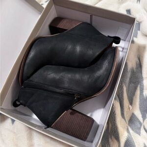 BP Black Ankle Boots with Brown Heel